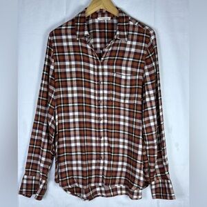 beachlunchlounge Plaid Button-Down Shirt - Brown and White